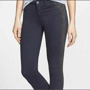 PAIGE Verdugo Ankle Gold Glitter Skinny Jeans Size 27
